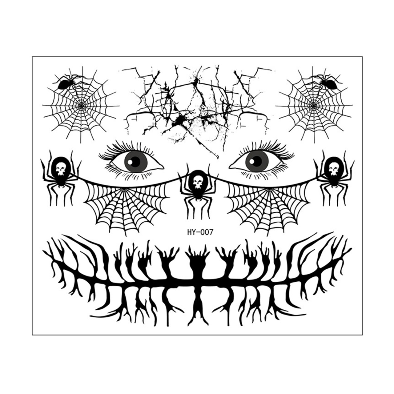 Halloween Face Tattoos Sticker Glow-In-The-Dark 3D Witch Zombie Makeup Kit Waterproof Removable Temporary Tattoo